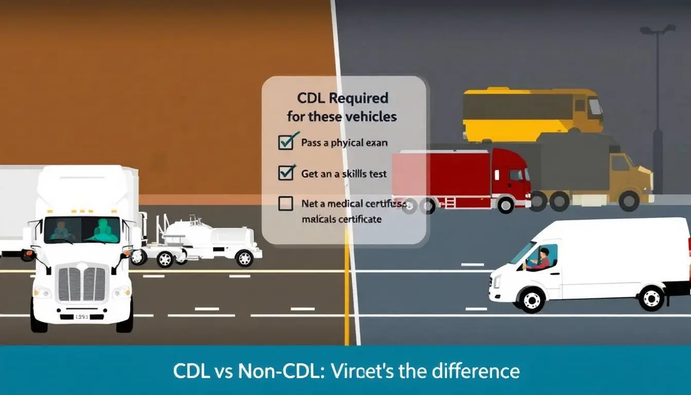 Common misconceptions about non cdl class c licenses illustrated with vehicles.