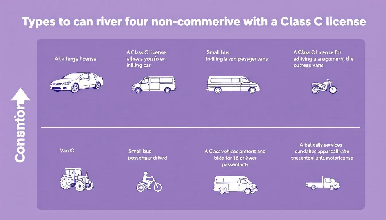 Different types of vehicles permitted with a non cdl class c license.